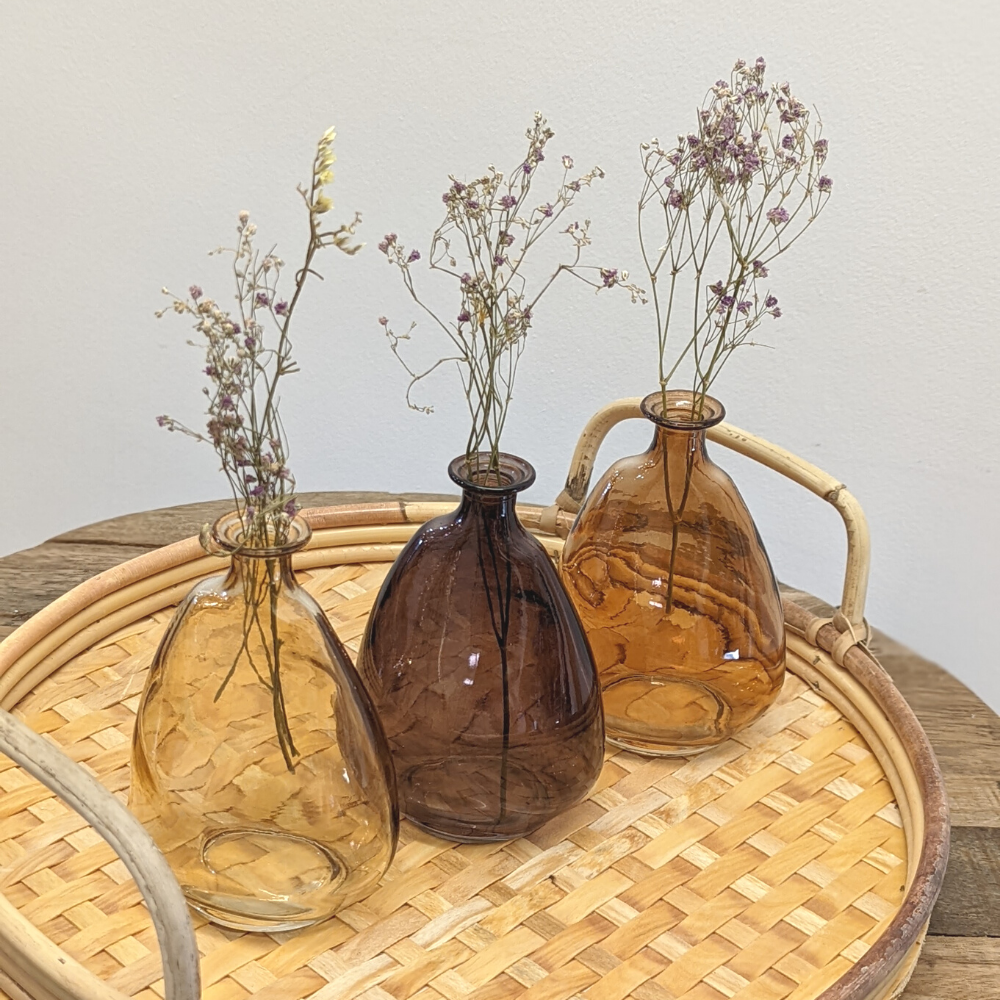 Organic Glass Bottle Vase, Sepia