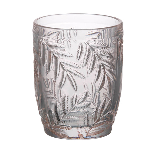 Tumbler Glass in Blush Pink Featuring Palm Leaves Design
