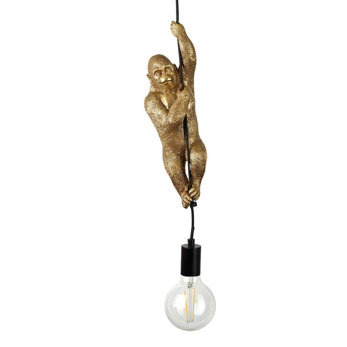 Hanging Gorilla Ceiling Pendant Light in an Antique Gold Finish