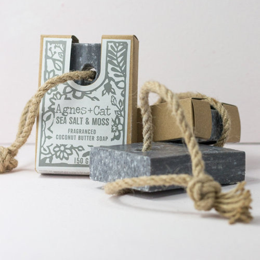 Agnes + Cat Fragranced Seasalt & Moss Soap On A Rope 