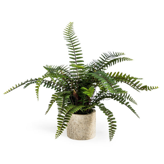 Faux Potted Fern Plant in Grey Pot