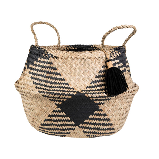 Handmade Black Geometric Basket