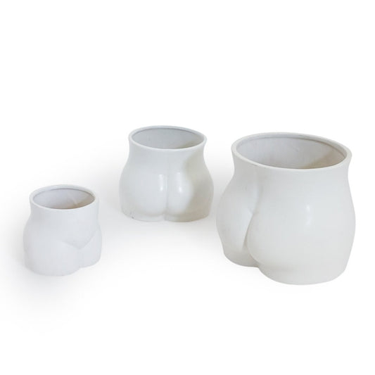 White Bum Plant Pot/Storage Jar | Various Sizes Available