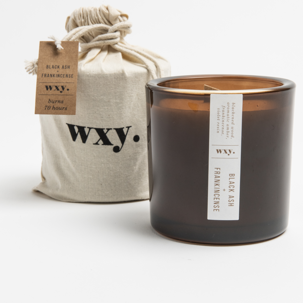 wxy. Big Amber Soy Wax Candle | 350g Black Ash & Frankincense
