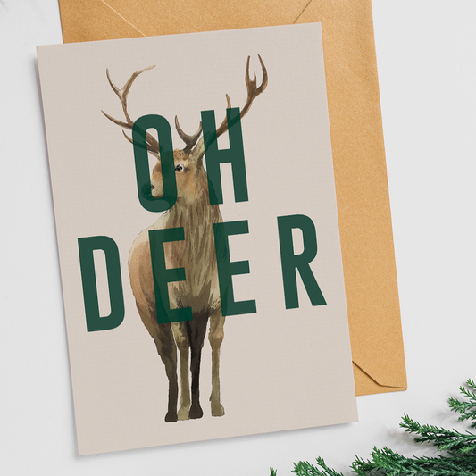 Vintage Style Oh Deer Christmas Card