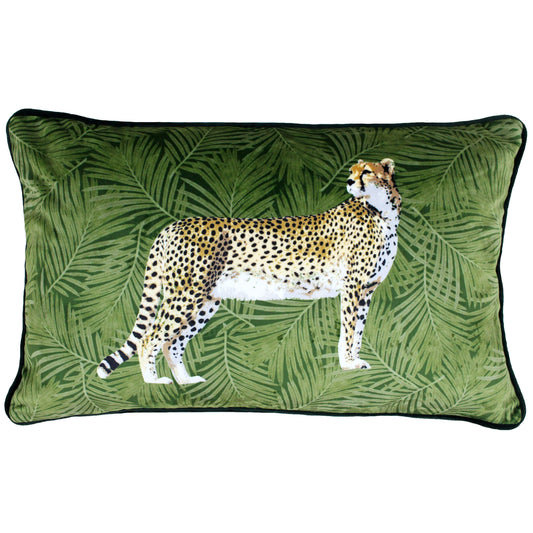 Cheetah Botanical Cushion, Green
