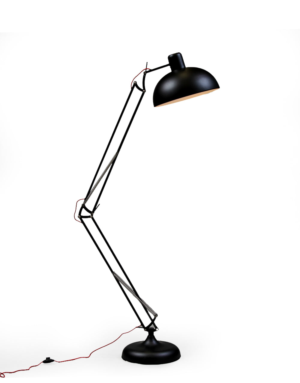 Matte Black Desk Style Floor Lamp With Red Flex - Extra Large