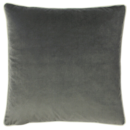 Steel Grey Velvet Piped Trim Cushion