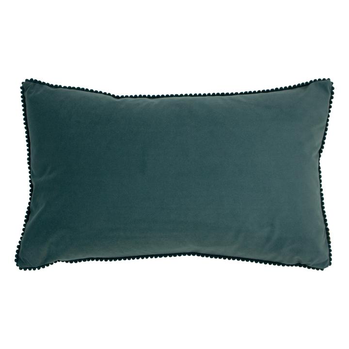 Pom Pom edged Rectangle Cushion, Marine Blue