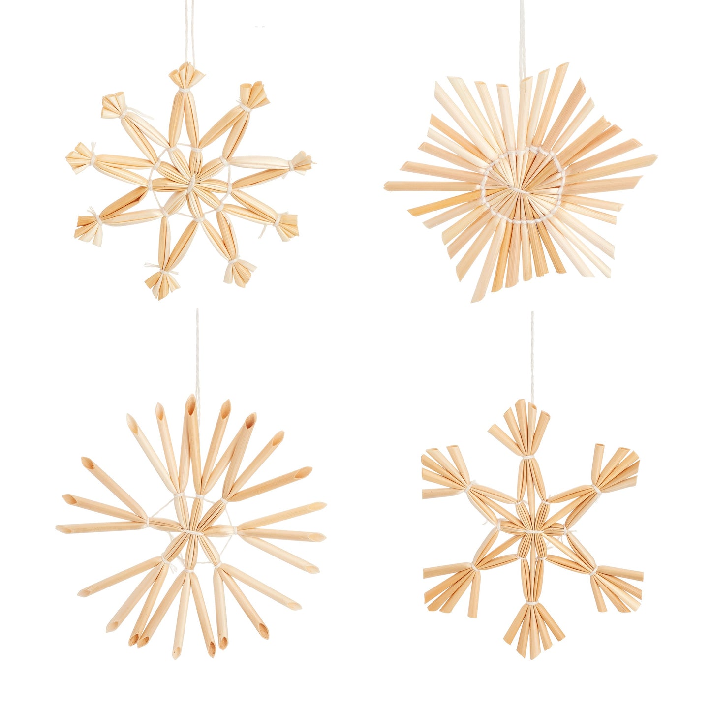 Small Straw Snowflake Hanging Decorations | Set of 8