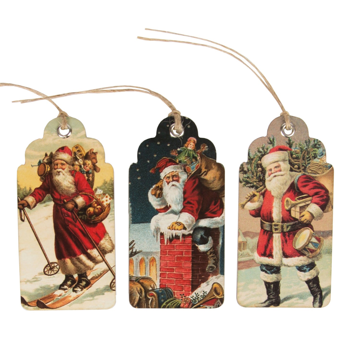 Retro Father Christmas Scene, Gift Tags | Set of 15