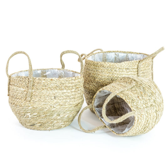 Rustic Weaved Seagrass Storage Baskets/Plant Pots
