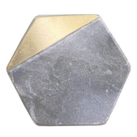 Grey Stone & Gold Hexagon Knob