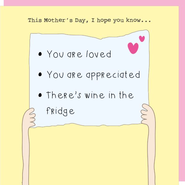 There's Wine In The Fridge Mothers Day Card
