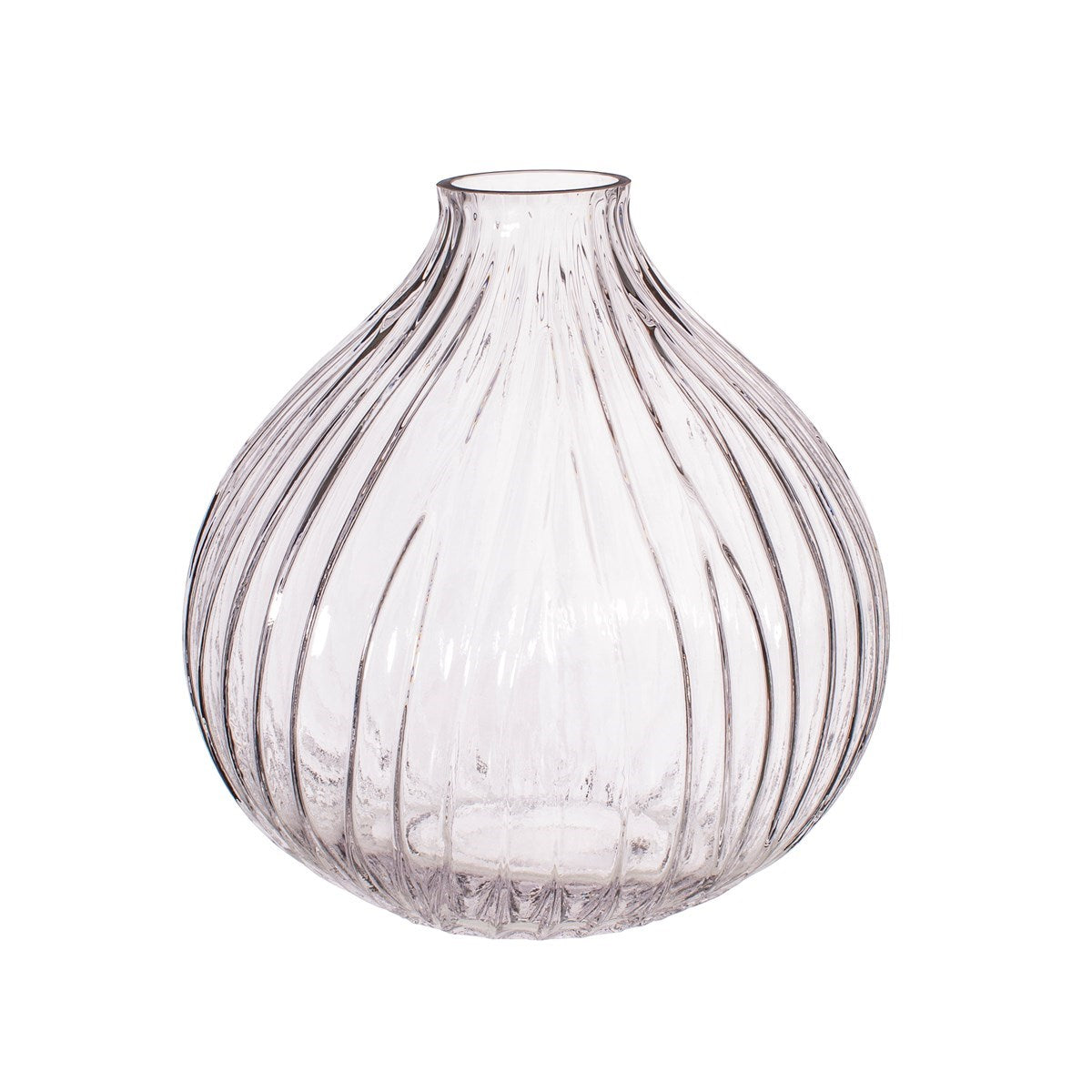 Florence Round Ribbed Glass Vase | Clear