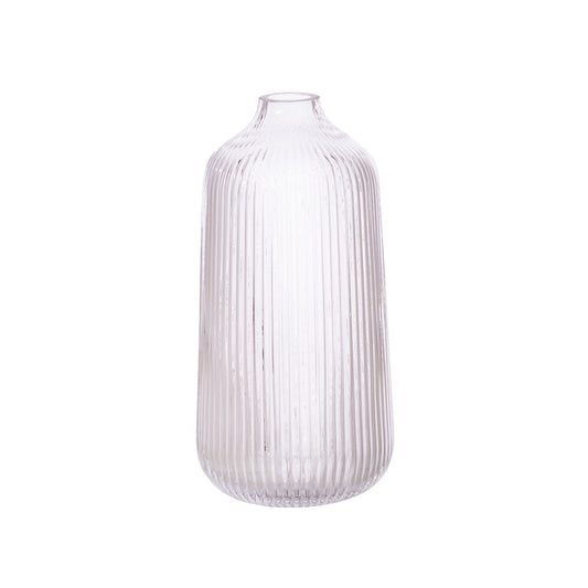 Fluted Glass Vase With Ribbed Edges, Clear