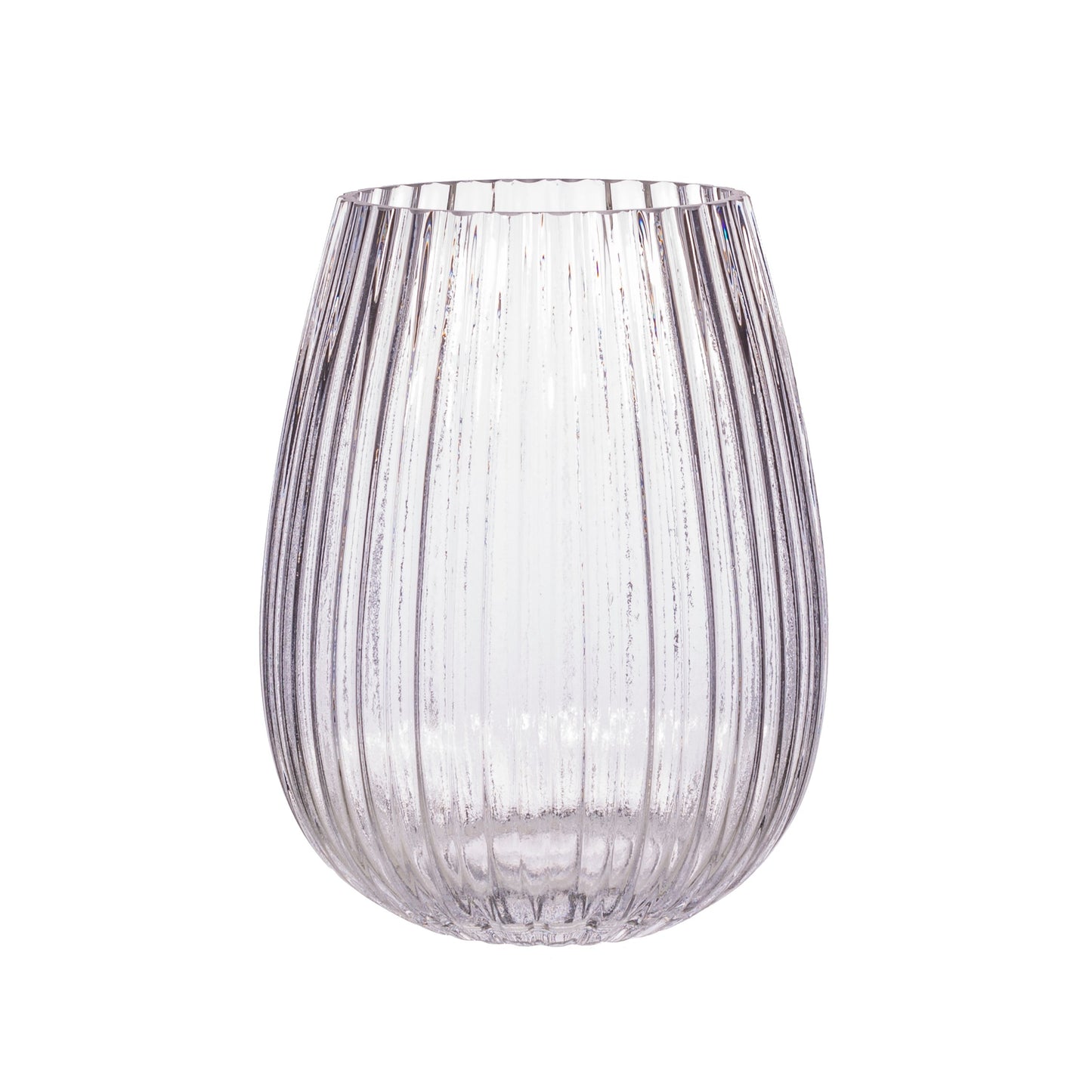 Flora Tall Fluted Ribbed Glass Vase, Clear