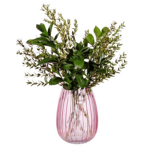 Flora Tall Fluted Ribbed Glass Vase | Pink