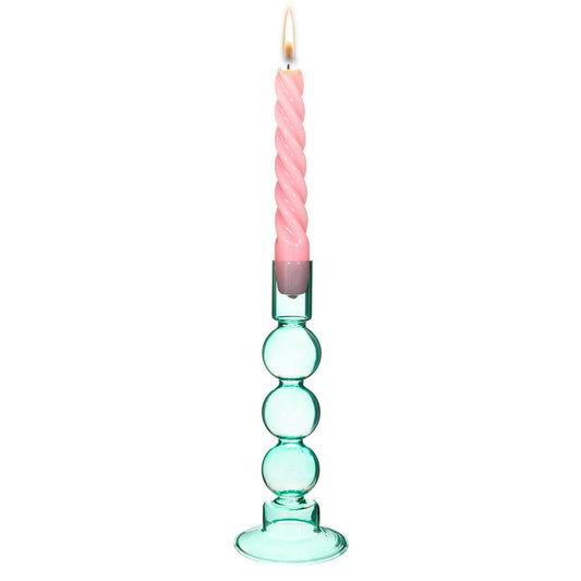 Tall Bubble Glass Candle Holder | Turquoise