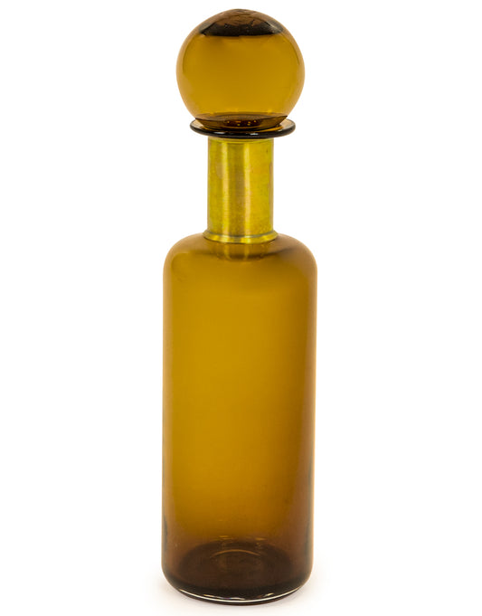 Slim Amber Glass Apothecary Bottle with Brass Neck