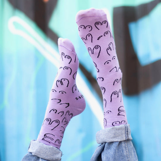 Titties Illustration Socks | Purple