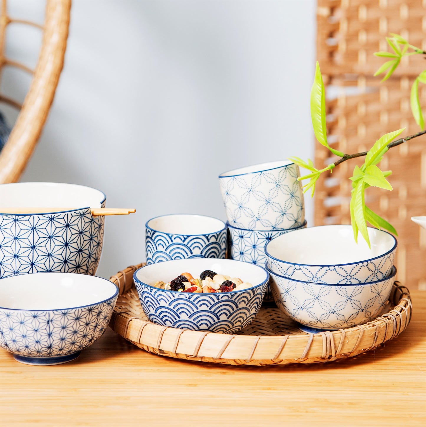 Sashiko Pattern Bowls - Set of 4