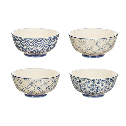 Sashiko Pattern Bowls - Set of 4
