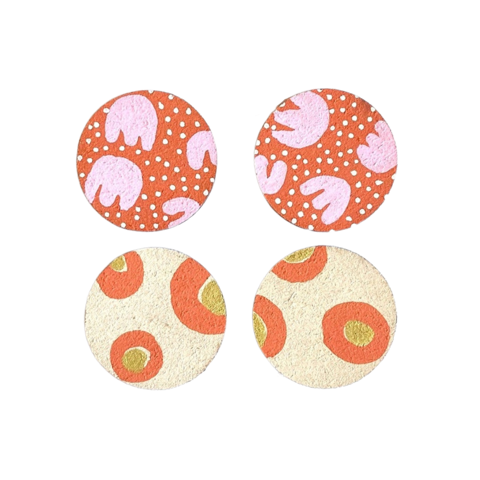 Retro Coral Large Studs, Set of 2