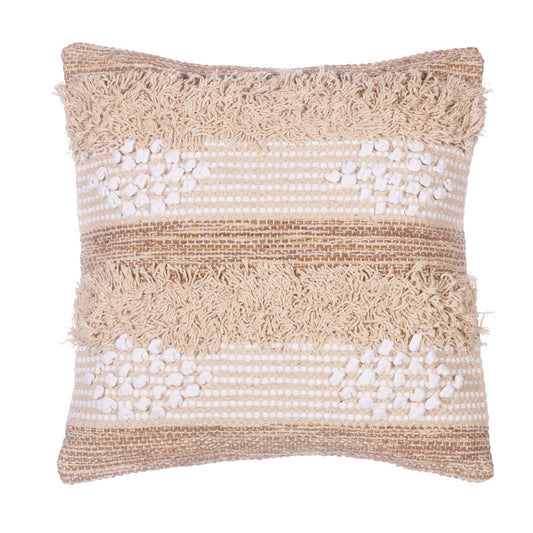 Natural Stripe Scandi Boho Tufted Cushion