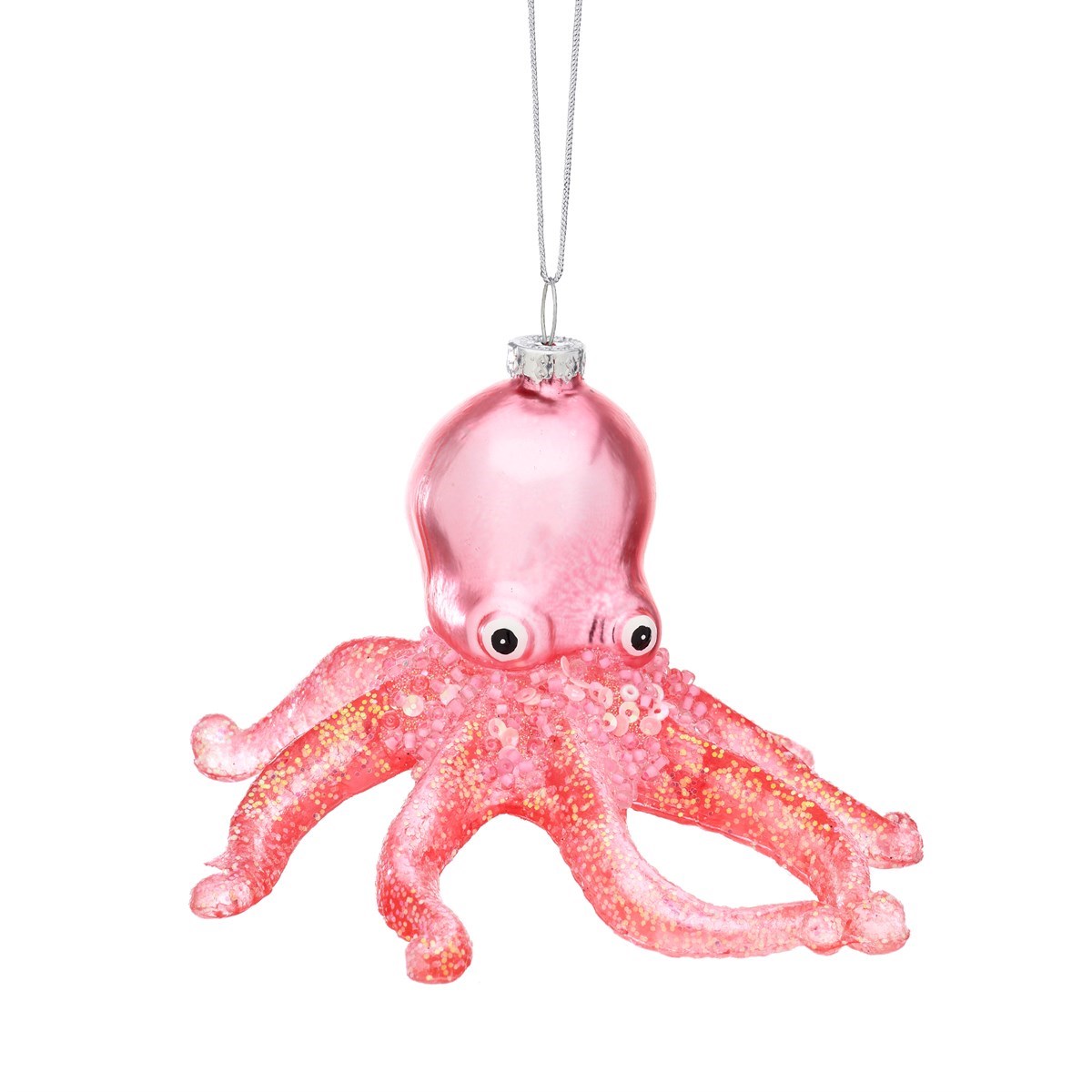 Pink Octopus Shaped Glass Bauble