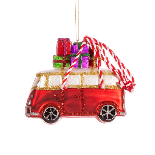 Campervan Shaped Glass Bauble