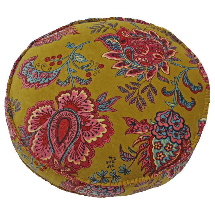 Exotic Flower Round Velvet Cushion | Various Colours Available