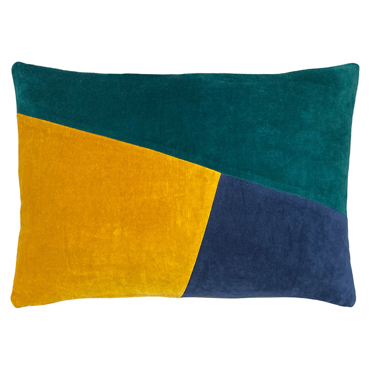 Colour Block Cushion - Emerald, Ochre & Navy