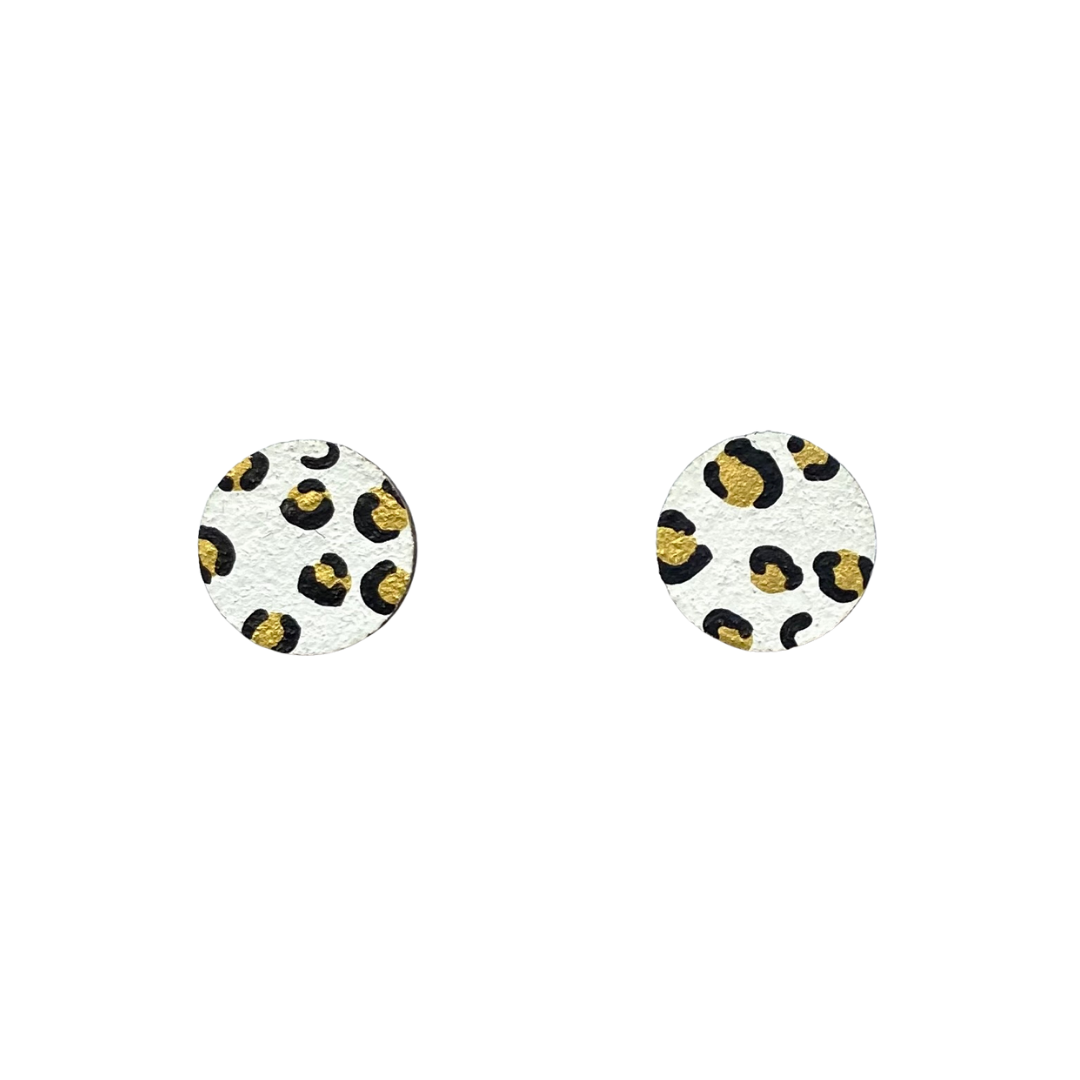 White & Gold Leopard Mini Studs