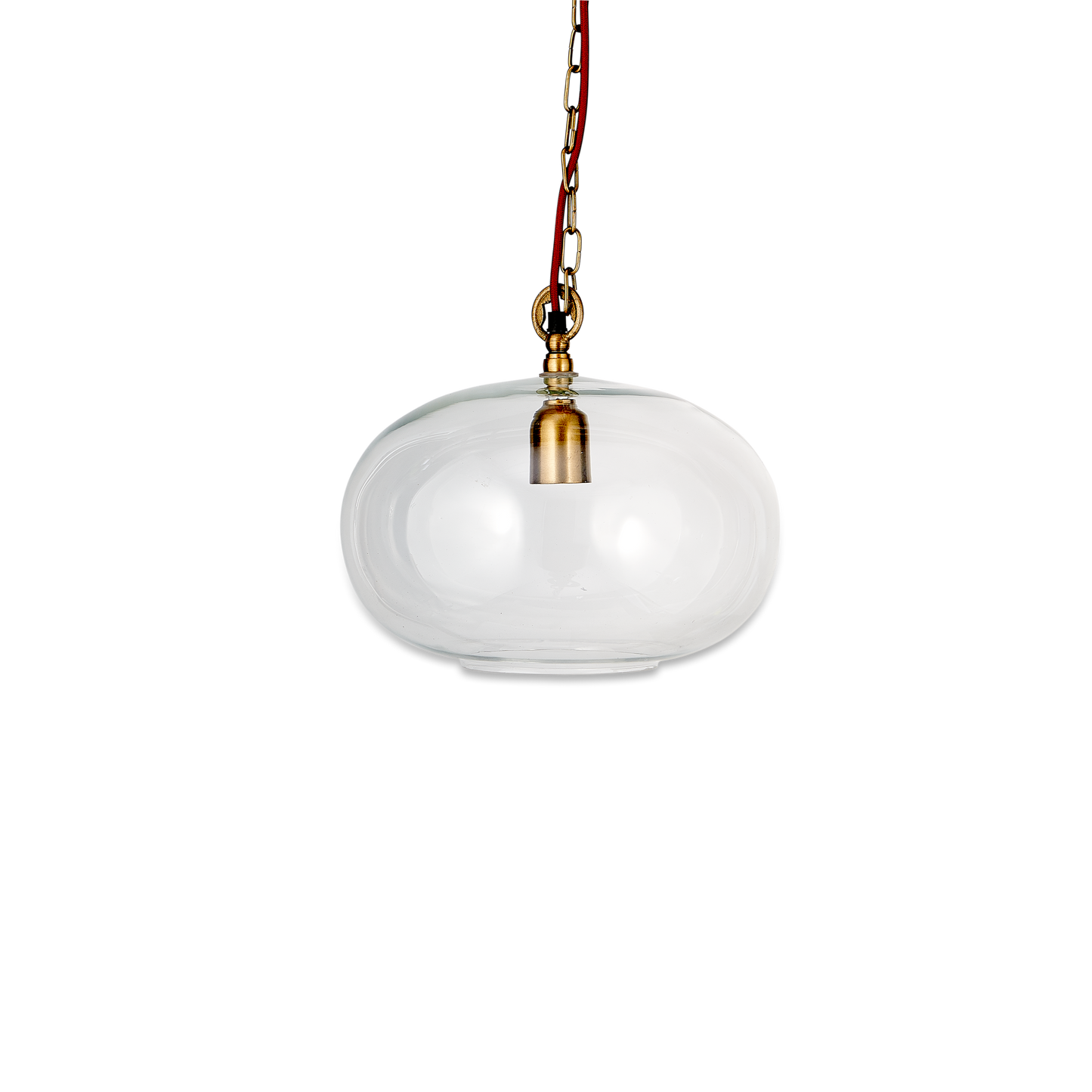 Nkuku Otoro Round Glass Pendant Ceiling Light with Brass touches