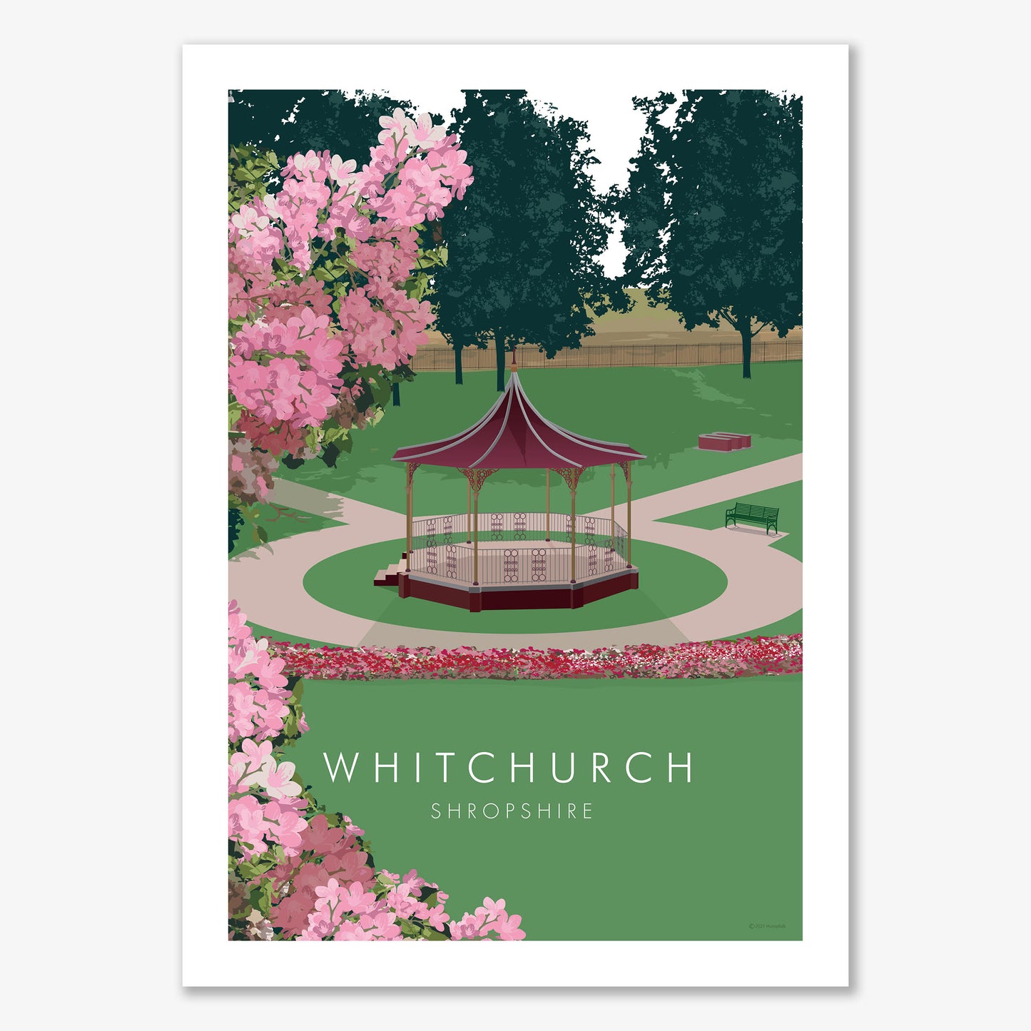 Whitchurch, Shropshire. Bandstand in Summer at Jubilee Park Wall Print