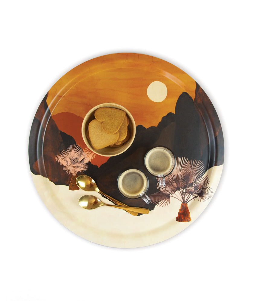 Paysage Round Wooden Tray, 39cm