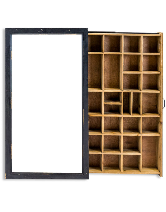 Rustic Black Wooden Wall Display Cabinet