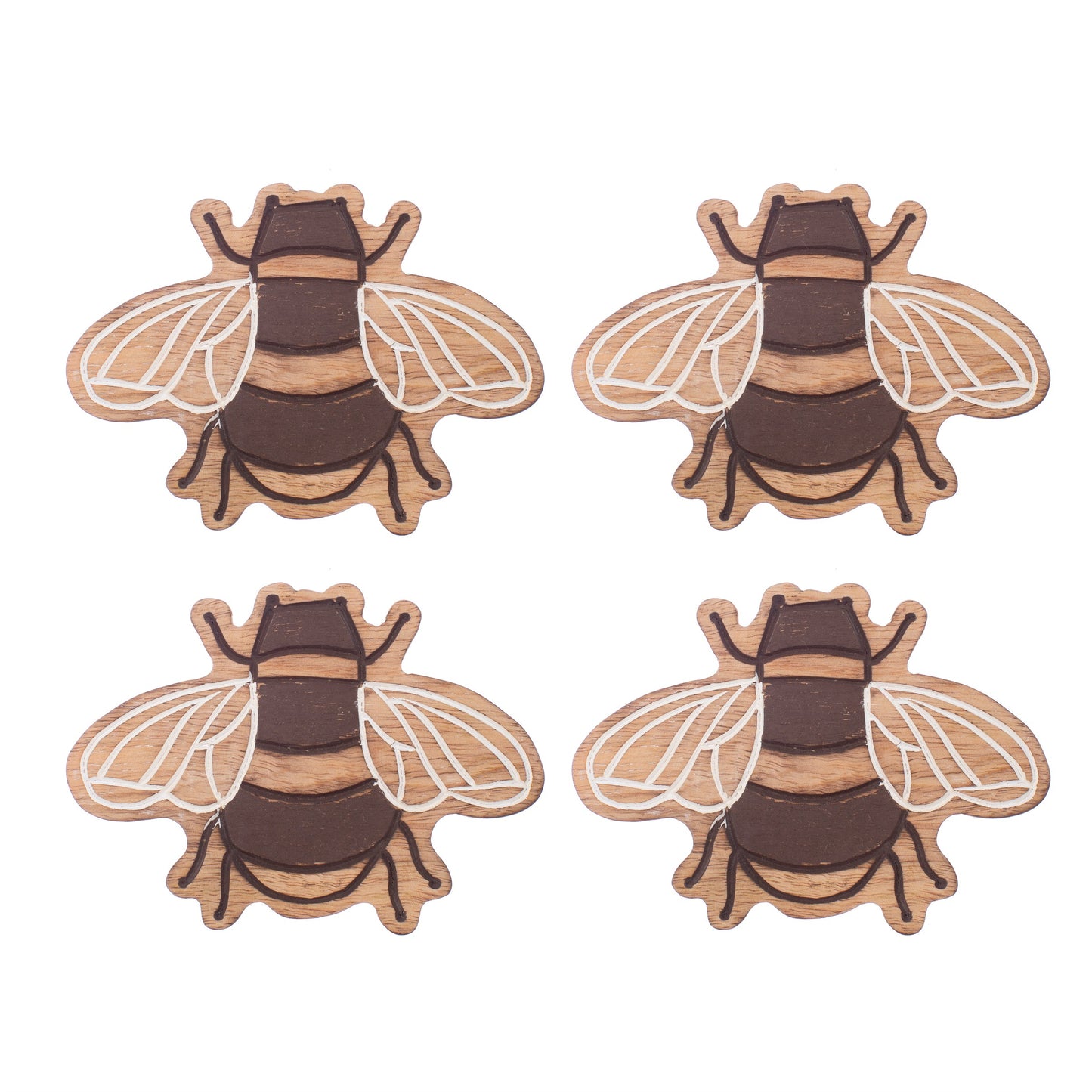 Mango Wood Bee Coasters - Set of 4