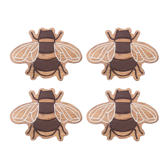 Mango Wood Bee Coasters - Set of 4