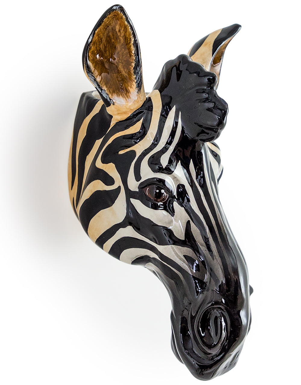 Bold Zebra Head Ceramic Wall Sconce/Vase