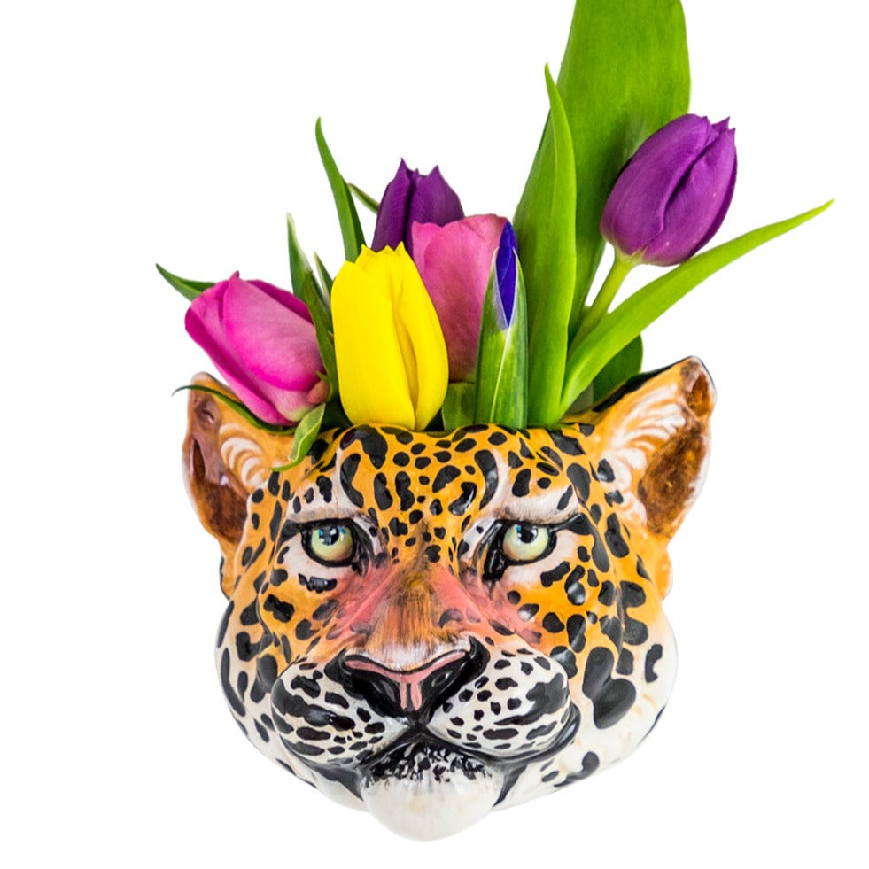 Leopard Head Ceramic Wall Sconce/Vase