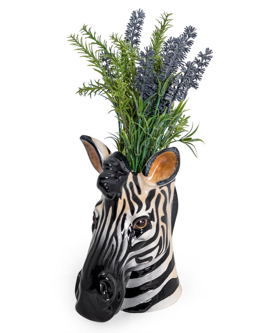 Ceramic Zebra Head Vase/Jar