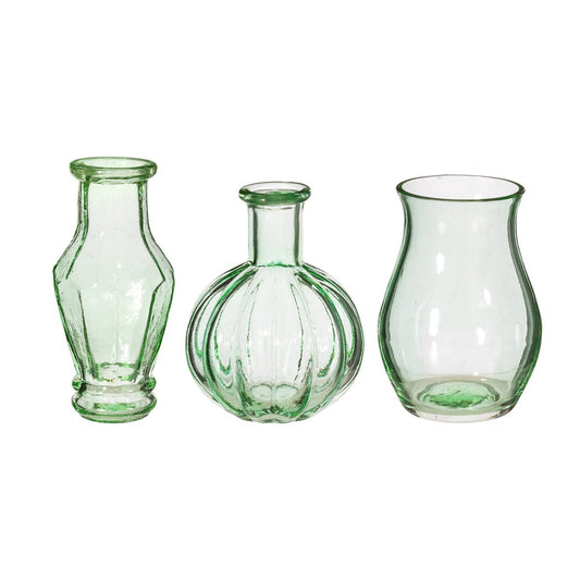 Recycled Retro Glass Bud Vases - Set of 3