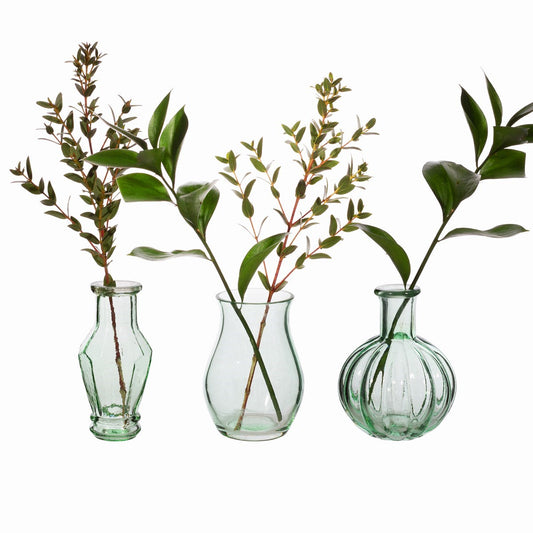 Recycled Retro Glass Bud Vases - Set of 3