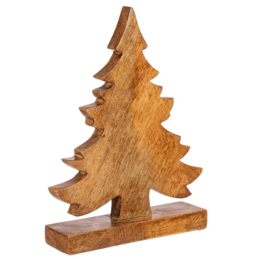 Natural Wood Standing Tree Decoration | Large