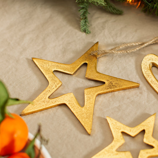 Gold Metal Star Tree Decoration