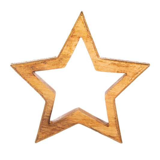 Wooden Edged Gold Standing Star