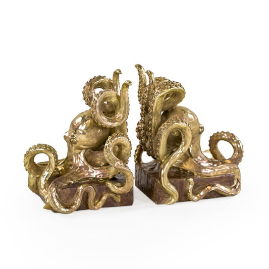 Antique Gold Octopus Bookends