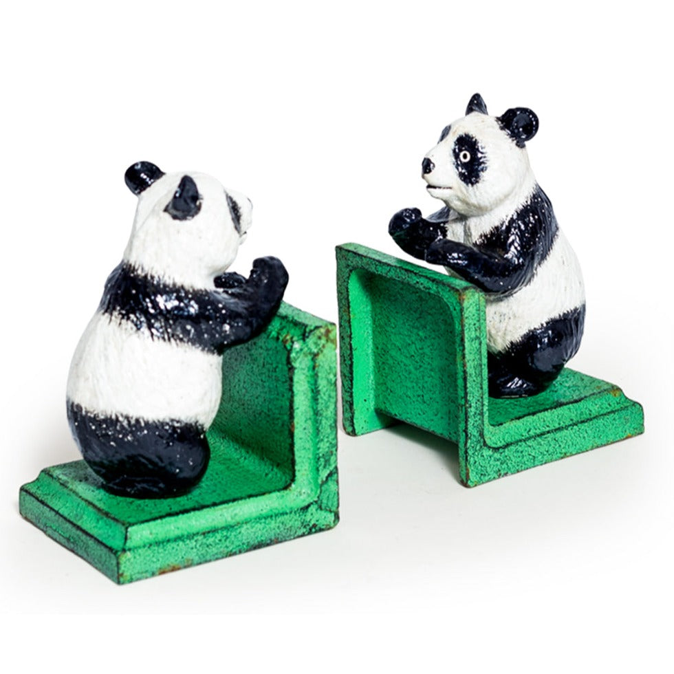 Antiqued Cast Iron Panda Bookends